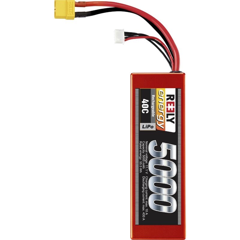Reely - Pack de batterie (LiPo) 11.1 v 5000 mAh Nombre de cellules: 3 40 c hardcase XT90 X909222