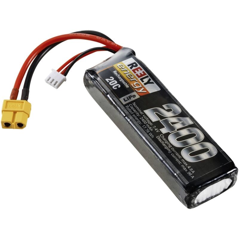 Pack de batterie (LiPo) 7.4 v 2400 mAh Nombre de cellules: 2 20 c Softcase XT60 X944162 - Reely