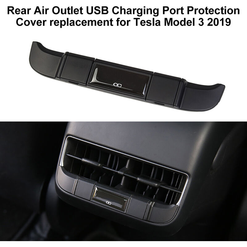 

Asupermall - Reemplazo de la cubierta de proteccion del puerto de carga USB de salida de aire trasera para Tesla Model 3 2019,