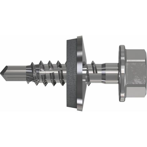 Refabo Plus Bohrschraube 4,8x22/E14 RP-r-3H - Bi-Metall A2/Stahl - RUSPERT - Sechskantkopf mit Scheibe - 100 Stück