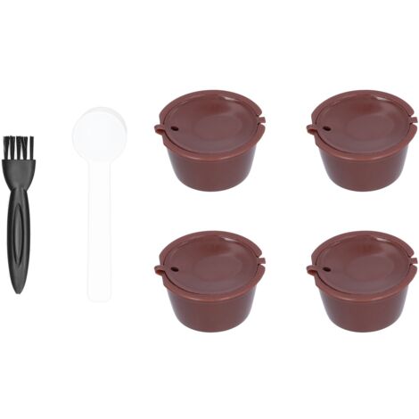 Refillable Coffee Capsule Reusable Coffee Filter for Dolce Gusto Machine with Spoon BrushBrown