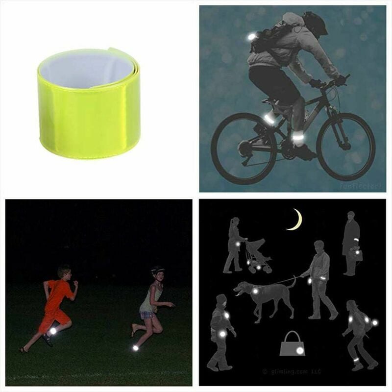 Reflective Armband 16PCS Reflective Strip Child Bike Safe Leg Pants Reflective Clip High Visibility Arm Ankle Bracelet Fluorescent Band (16pcs)