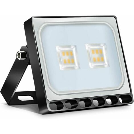Reflector LED de 10 W, reflector LED de 1000 lm 【Ultrafino】 Blanco cálido 3000 K, reflector LED para exteriores IP67, reflector para exteriores para jardín, estadio, garaje, almacén, tienda, departame