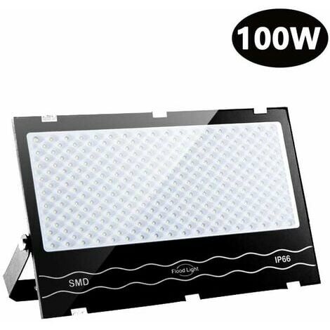Reflector LED de 100W, luz de seguridad para exteriores, reflector para exteriores de alto brillo de 10000LM, resistente al agua IP66, reflector para edificios de color blanco frío de 6500K, muy adecu