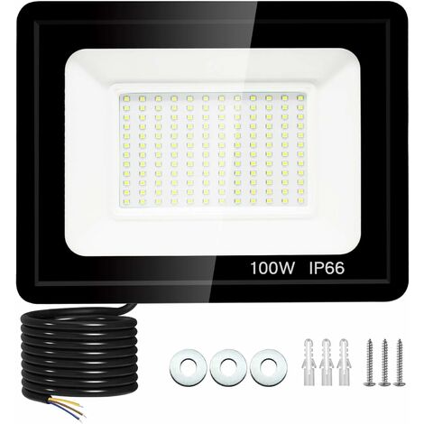 Reflector LED de 100W, reflector LED para exteriores de 9000LM, lámpara LED de seguridad para iluminación exterior impermeable IP66, reflector LED blanco frío de 6000K