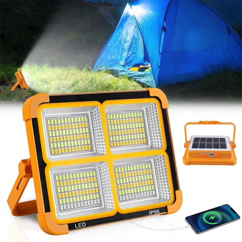 Reflector LED Recargable, Reflector LED para Sitio de Construcción de 200 W, 4 Modos LED Lámpara de Sitio de Construcción Impermeable USB, Luz de