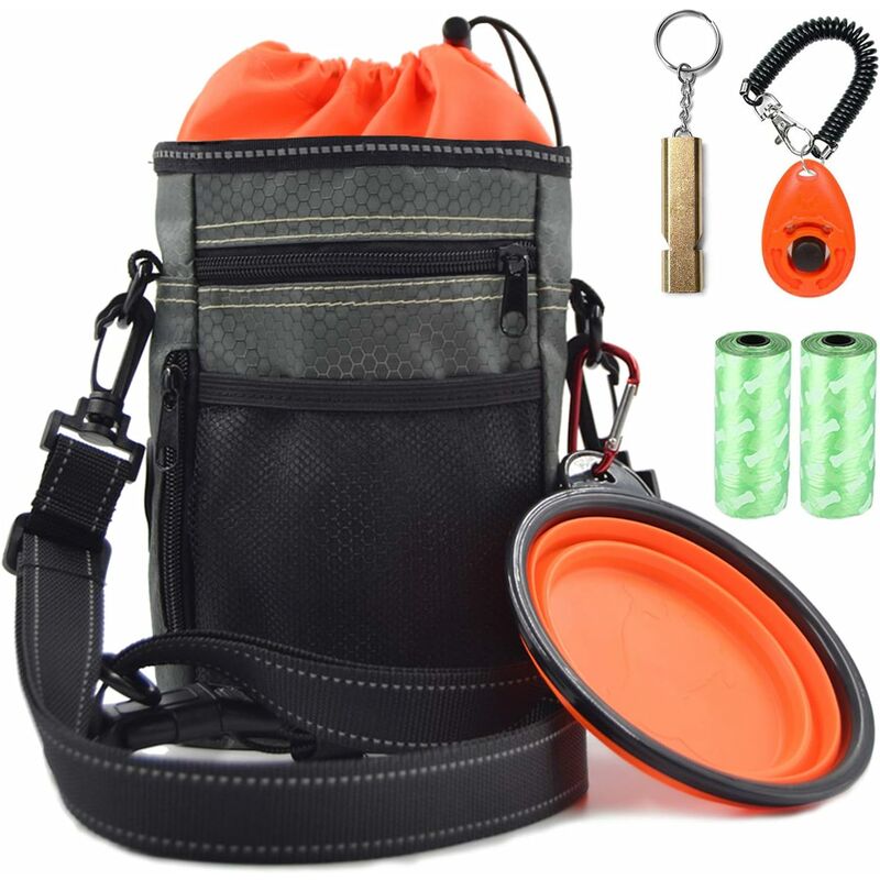 Reflektierende Tasche für Hunde Kot-Kit mit Taschenhalter Doggie Clicker Whistle Training Feeder Bowl Hundekot-Tasche Wasserdichter