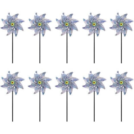 Reflektierende Windmühle, 10 Stück Anti-Vogel-reflektierende Windmühle, Outdoor-Garten-Windmühle, Vogelabwehr zum Schutz von Garten/Obstgarten/Innenhof