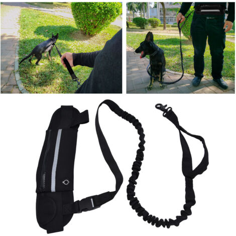 Reflektierender, elastischer Anti-Ausbruch-Sportgurt mit Gürteltasche für Laufen und Wandern – Schwarz