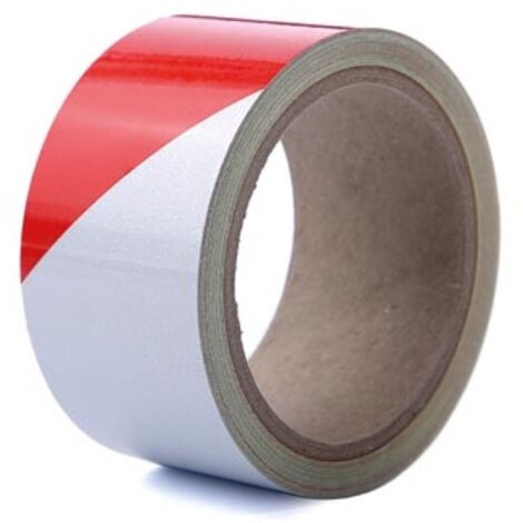 Reflektierendes Band 5cm x 10m - rot/weiß