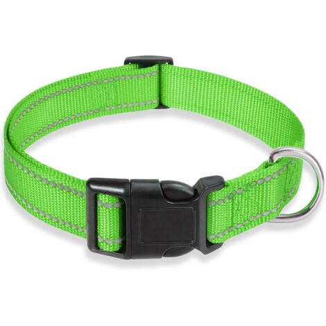 Reflektierendes Hundehalsband mit verstellbarem Sicherheitsverschluss aus Nylon für kleine und mittelgroße Hunde, 1 Stück (grasgrün, breit) S1,5 x 40 cm 24 g)