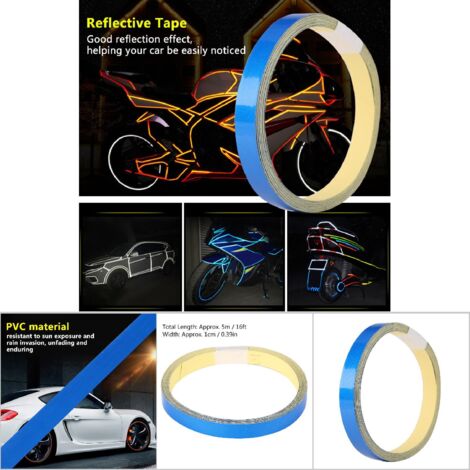 Reflektierendes Klebeband 1 cm x 5 m für Auto, Motorrad, Fahrzeug – Blauer Sicherheitsaufkleber