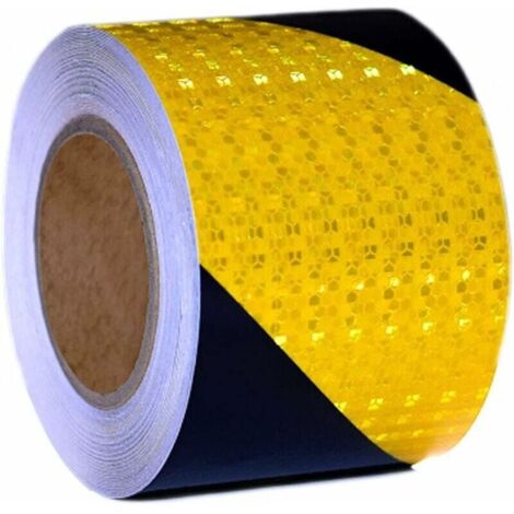 Reflektierendes, selbstklebendes Klebeband in Gelb und Schwarz, Warnband in Gelb und Schwarz, reflektierendes Markierungsband für Autos und Böden, 5 cm x 25 m