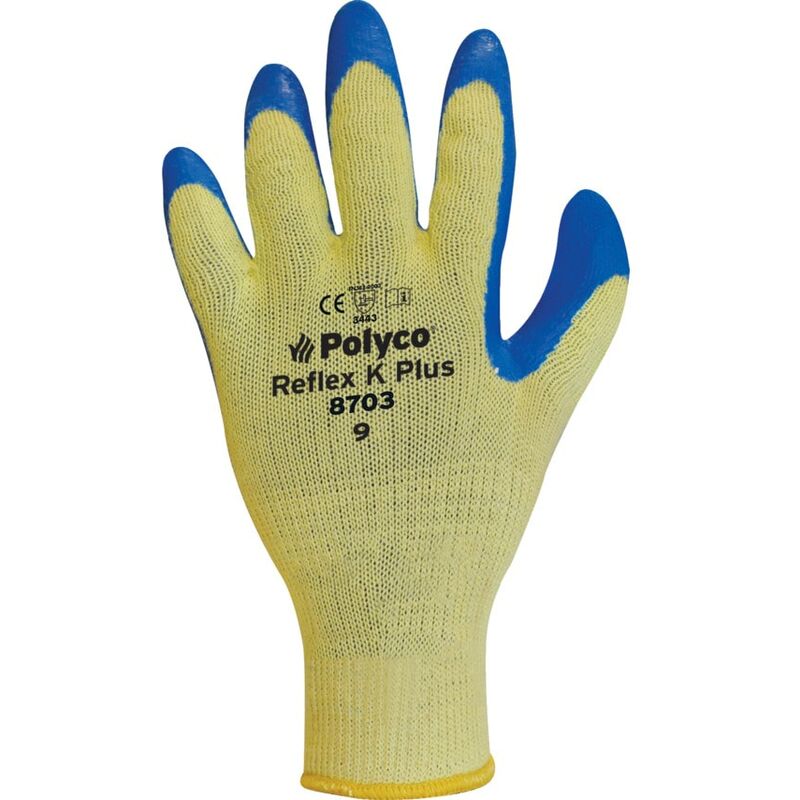 8702 Reflex-K Plus Gloves Size 8 - Yellow Blue - Polyco