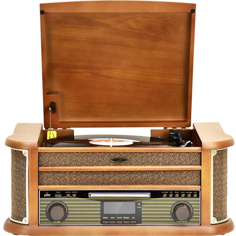 Reflexion HIF2002DAB, Système de Retro hi-fi avec encodage, 2 x 40 W, Platine semi-automatique, Aspect de Bois, fonction de encodage, lecture de MP3