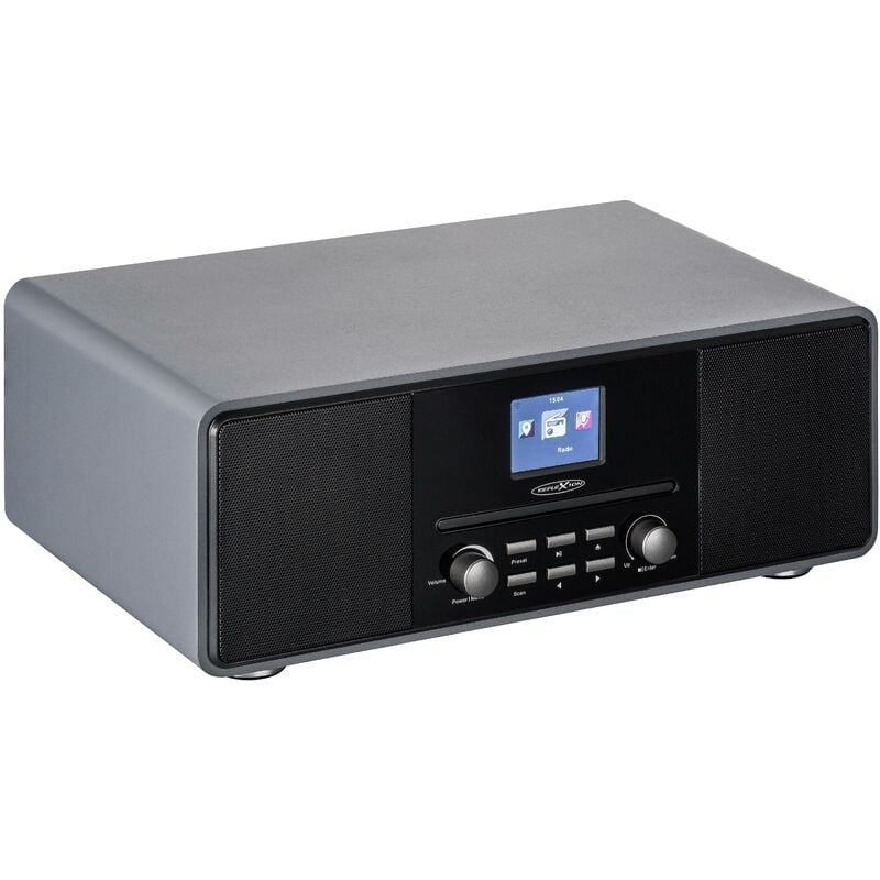 Reflexion - HRA19DAB/GR Radio de table dab+, dab, fm MP3, cd, dab+, Bluetooth, aux, fm avec télécommande, avec caisson d'enceinte, fonction réveil gr