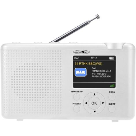 Reflexion TRA23DAB/WH Radio da tavolo DAB+, DAB, FM DAB+, FM ricaricabile Bianco