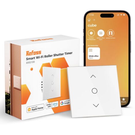 Refoss Interruttore per Tapparelle WiFi con Apple HomeKit, Timer per Tapparelle, Interruttore per Tende con Controllo Percentuale, con Retroilluminazione, Compatibili con Siri, Alexa, Google