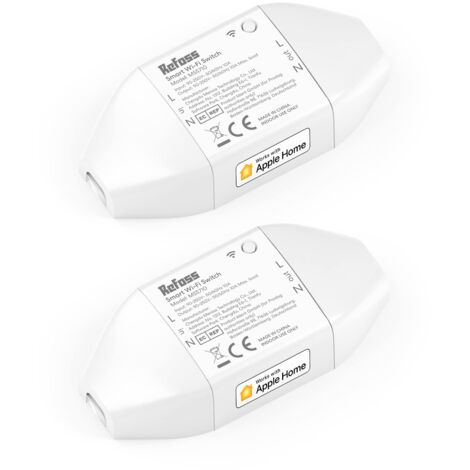 Refoss L'interruttore WiFi Funziona con Apple HomeKit, Interruttore Intelligente Universale per Siri, Alexa, Google Home, Telecomando, Controllo Vocale, 2500 W, 2 Pezzo