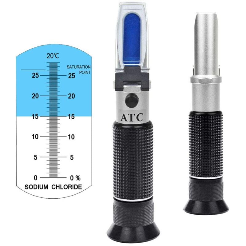 Gotrays - Réfractomètre de salinité 0 28 % plage proportionnelle, mesure du chlorure de sodium dans la saumure, l'eau de mer et l'industrie. Salinité