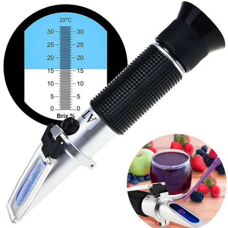 Réfractomètre de teneur en sucre, réfractomètre 0-32 Brix réfractomètre à vin pour mesurer la teneur en sucre avec ATC