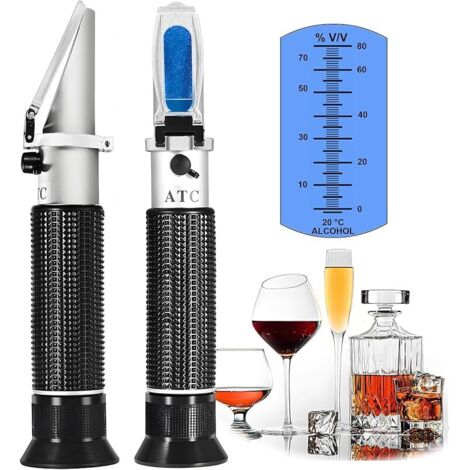 Réfractomètre portable de mesure de teneur en alcool 0-80 % (whisky, cognac, vidka, etc.), largement utilisé dans la recherche scientifique