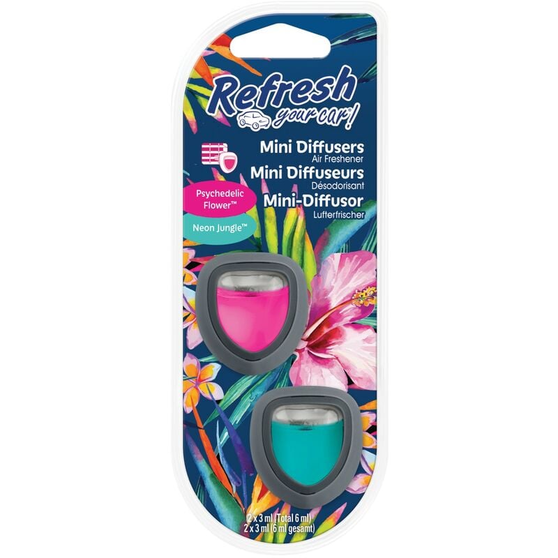 

Autocare - Refresh Your Car - Ambientador de Coche Olor Flores / Neón Mini Difusor Doble