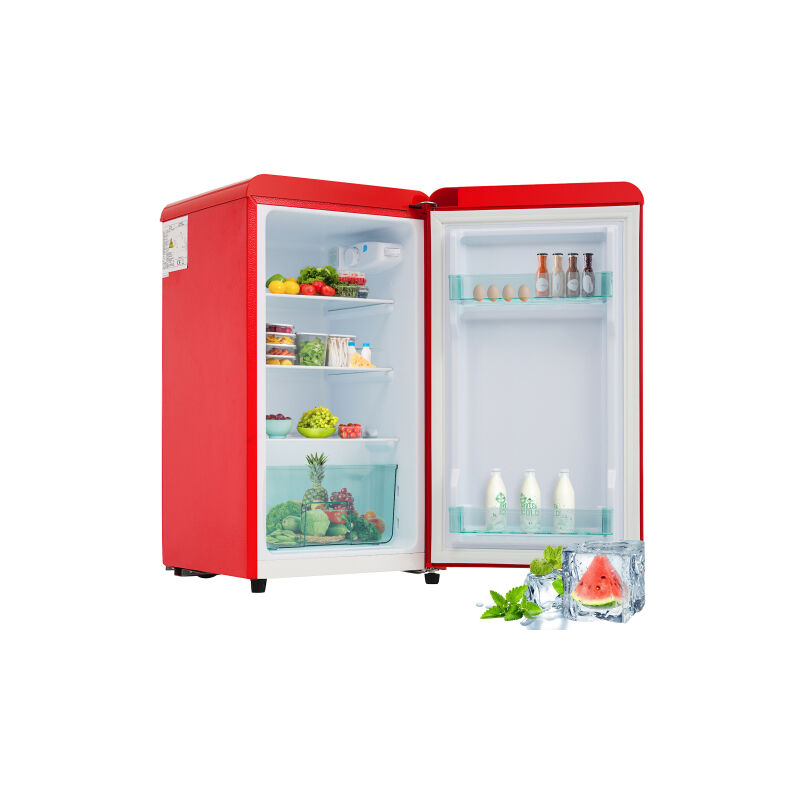 Réfrigérateur 76l à une porte: éclairage LED, pieds réglables, trois couleurs en option, classe d'efficacité énergétique e,red