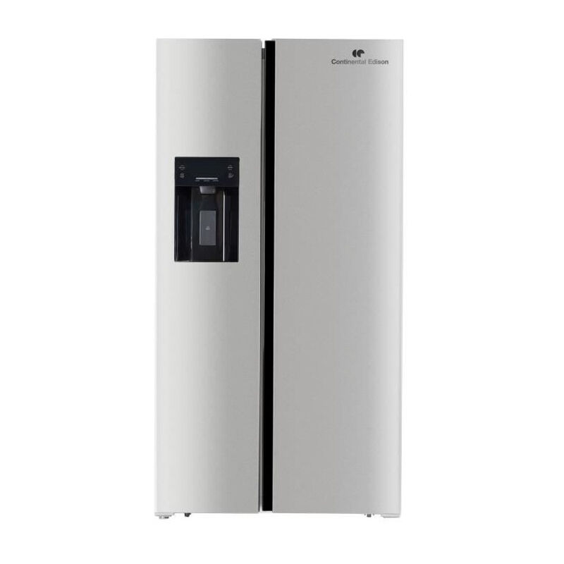 Continental Edison - Réfrigérateur américain 556L - Total No Frost - distributeur d'eau et de glaçons - Classe e -moteur inverter - inox