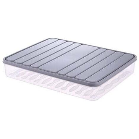 Réfrigérateur Boîte De Rangement avec Couvercle, Empilable Boite Jambon Frigo, Boîte Fraîcheur Alimentaire, pour Fruits/Légumes/Viande (gris,L)