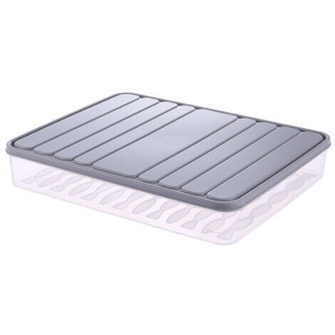 Réfrigérateur Boîte De Rangement avec Couvercle, Empilable Boite Jambon Frigo, Boîte Fraîcheur Alimentaire, pour Fruits/Légumes/Viande (gris,L)