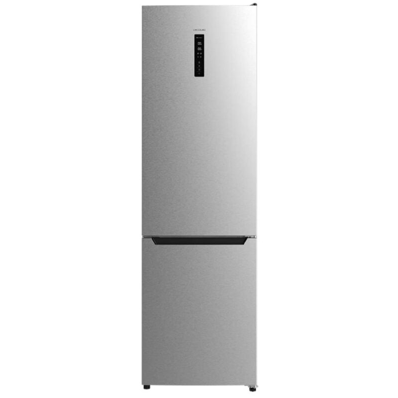Cecotec - Bolero CoolMarket Réfrigérateur combiné 2 portes 322 Inox d. 322 l, Hauteur 185 et 60 cm de Largeur, Faible consommation d'énergie, Moteur