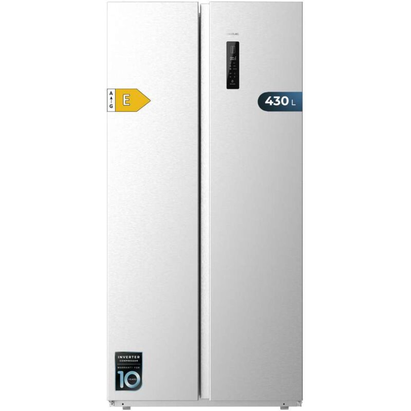 Cecotec - Réfrigérateur américain 2 portes Bolero CoolMarket sbs 430 Inox e. Side by Side de 430 l, Hauteur 176 cm et Largeur 84 cm, Multi Air Flow