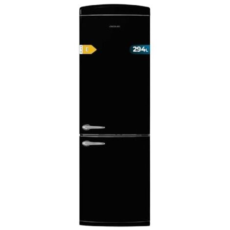 Réfrigérateur-congélateur rétro noir, 190 cm de haut et 60 cm de large, capacité 294 l, total no frost, classe énergétique e, multi cooling, ultra fresh, boîte convertible, multi air flow, congélation