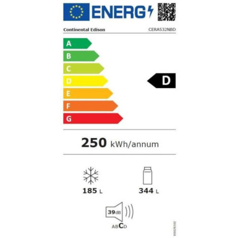 Refrigerateur - Frigo  américain Continental Edison - CERA532NBD - 2 portes - 529L - L90 cm xH177 cm - Classe D - Noir
