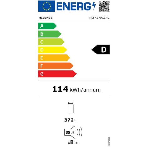 Réfrigérateur pose libre HISENSE RL5K370GSFD 372 L Noir Inox NoFrost