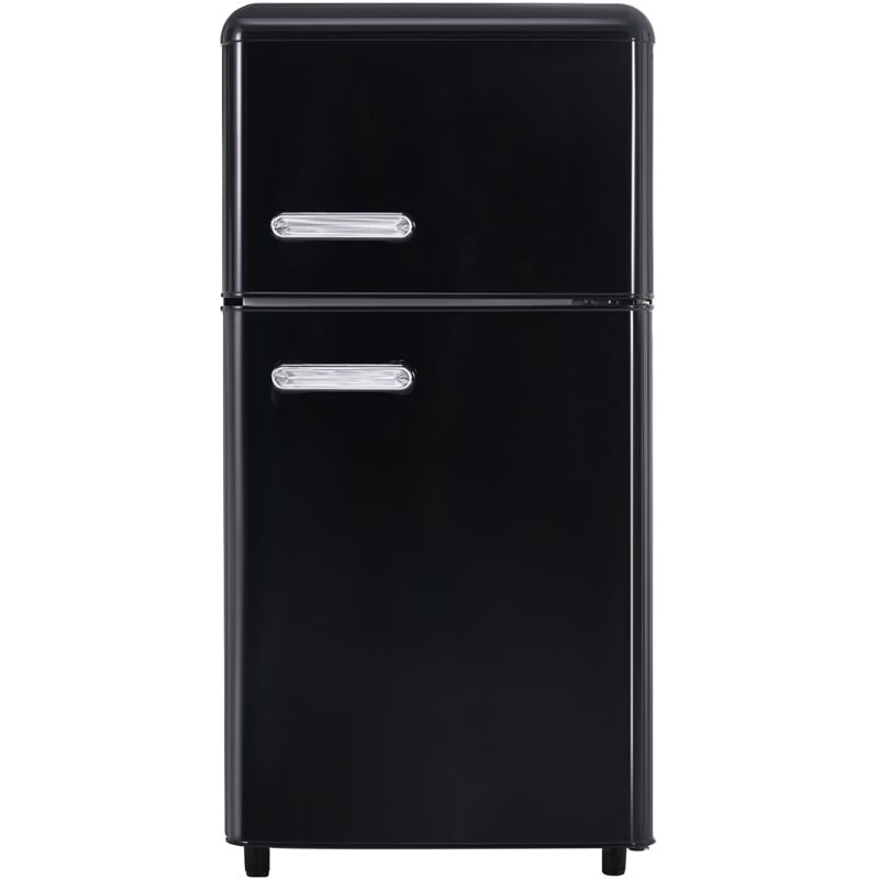 Fortuna Lai - Réfrigérateur rétro, 2 portes, 72L total, 21 l congélation, 120 kWh/an, lumière led, Classe énergétique e, noir