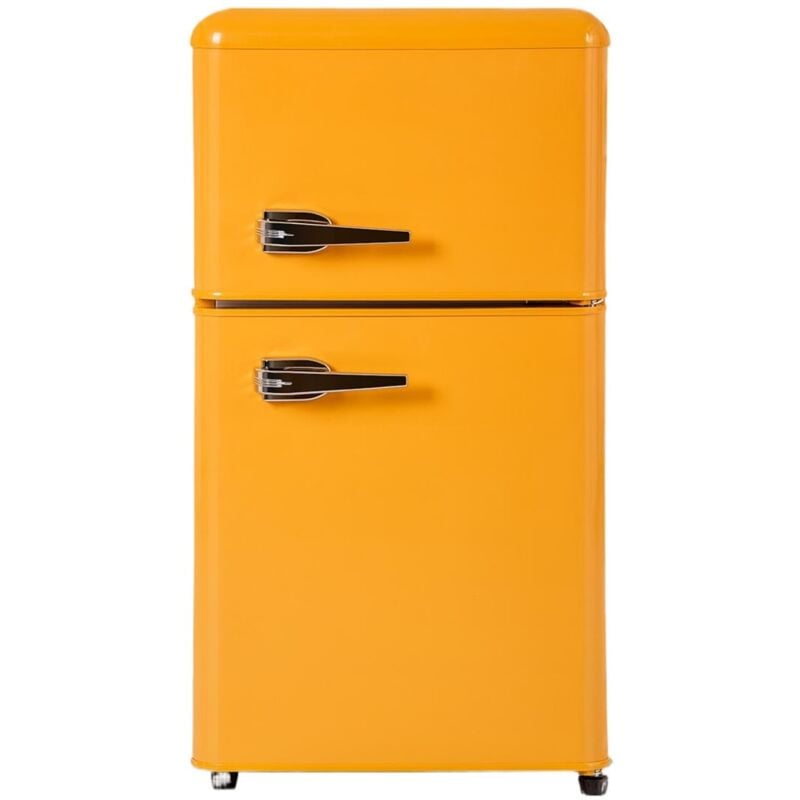 Fortuna Lai - Mini Réfrigérateur - 22L congélateur + 38L réfrigérateur - 42.5x45.5x86.8cm - 163 kWh/an, lumière led - Classe f -Jaune