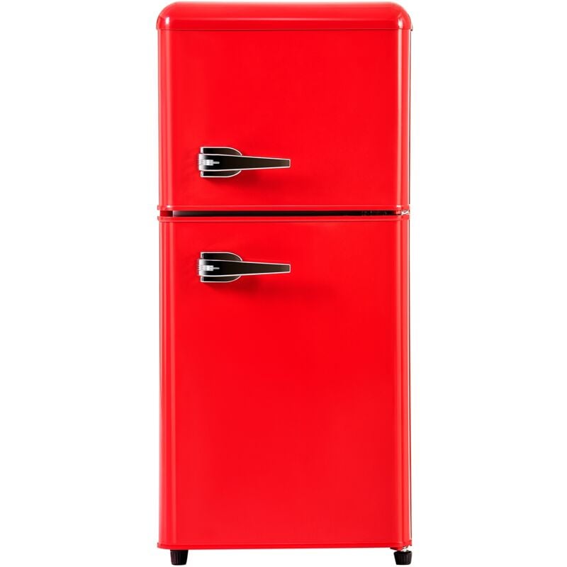 Fortuna Lai - Mini Réfrigérateur - 22L congélateur + 38L réfrigérateur - 42.5x45.5x86.8cm - 163 kWh/an, lumière led - Classe f -Rouge