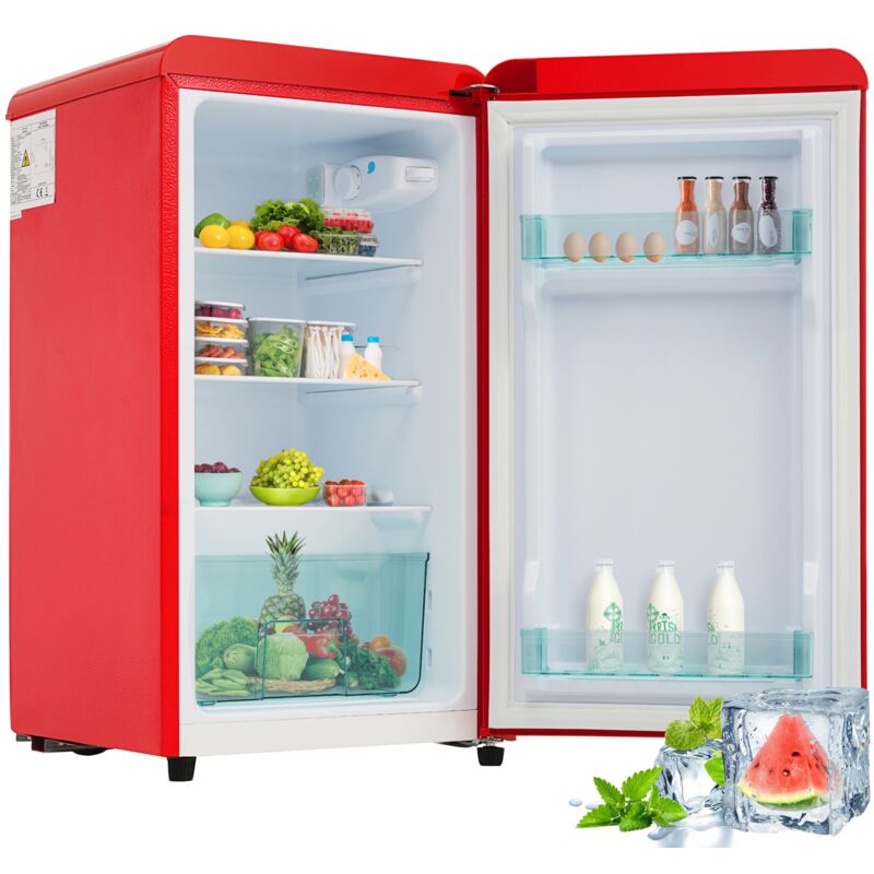 Eifson - Réfrigérateur simple porte 76 l, mini-réfrigérateur avec éclairage led, avec trois cloisons en verre réglables, avec tiroirs de rangement en