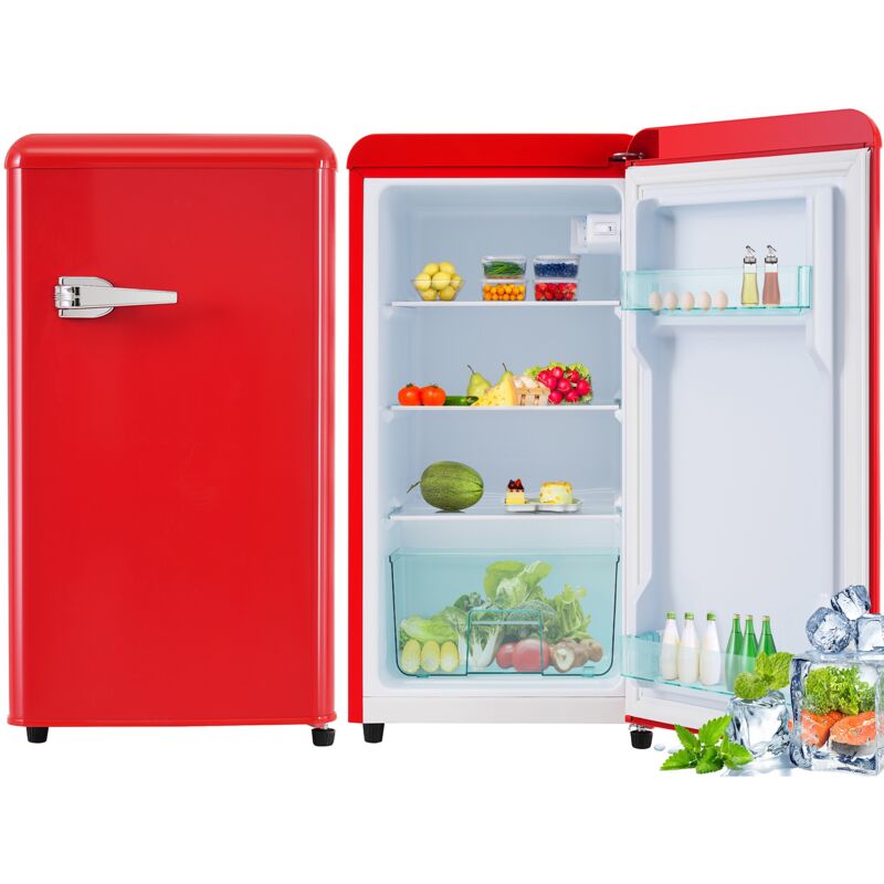 Dans Les Nuages - Réfrigérateur Top Vintage 76L, avec porte, éclairage led, étagères de réglables en hauteur, poignée en métal, Classe e, 41x75x42 cm