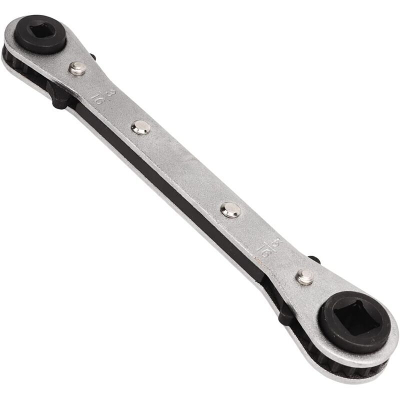 Refrigeration Ratchet Wrench, Service Wrench with 4 Different Sizes 3/8 1/4 5/16'' 3/16'' for Air Conditioning, Refrigeration Equipment, Equipment