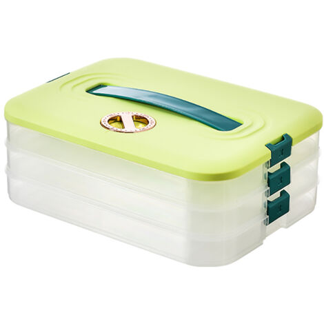 Refrigerator Food Shelf Dumpling Storage Box 3 Layered Stackable Food Storage Box Tray Container with Lid