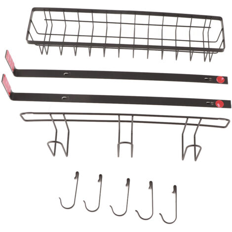 Refrigerator Hanging Shelf Nail Free with Hooks Black Refrigerator Spice Rack for Home Kitchen Double Layer