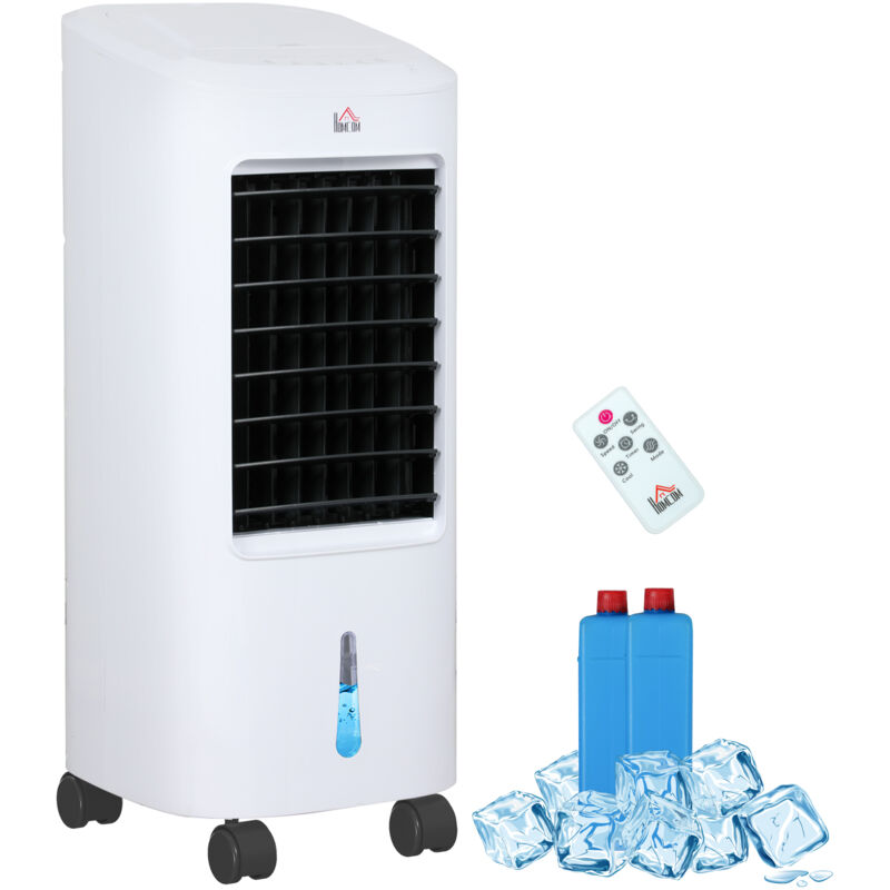 Refroidisseur d'air ventilateur mobile portable oscillant 65W réservoir 7L timer télécommande blanc