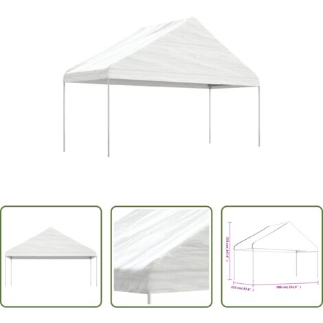 Refugio al aire libre -  Cenador con techo polietileno blanco 5,88x2,23x3,75 m