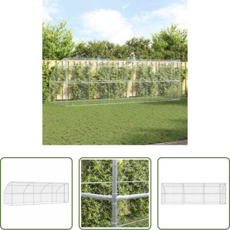 Refugio exterior -  Refugio para perros 3 pcs Plateado 6 x 2 x 2 m