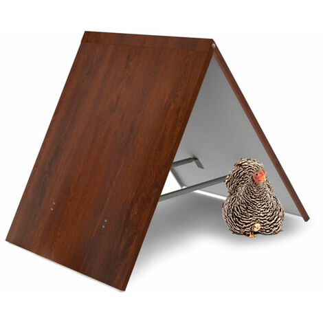 Refugio para Gallinas y Otras Aves de Corral – Chapa Color Madera - Cortavientos, Sombra, Antiestrés – Bienestar en tu Gallinero - Incluye Perchas - (91x104x80 cm)
