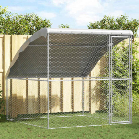 Refugio para perros Plateado 2 x 2 x 2 m Acero galvanizado