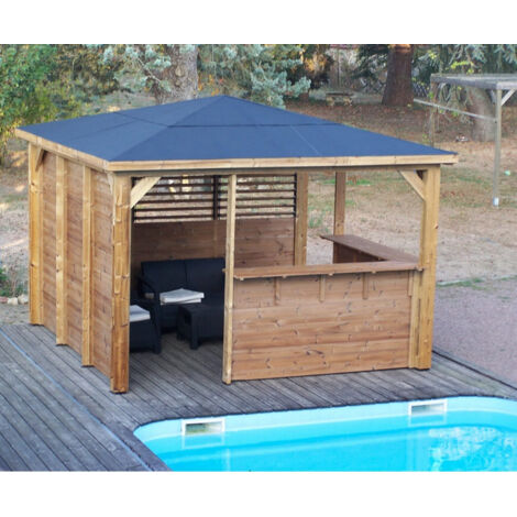 refugio para piscina 12,32m² madera tratada - thb3535.ccvb - habrita -